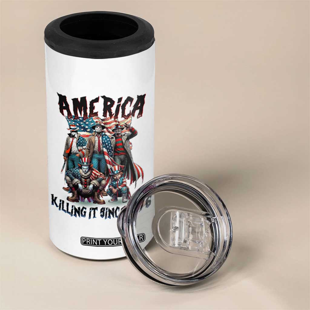 Patriotic Horror Mashup 4 in 1 Can Cooler Tumbler America Killing It Since 1776 TS02 Print Your Wear