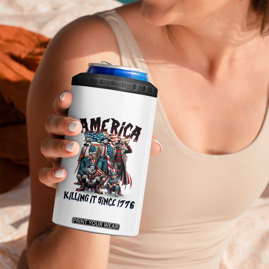 Patriotic Horror Mashup 4 in 1 Can Cooler Tumbler America Killing It Since 1776 TS02 Print Your Wear