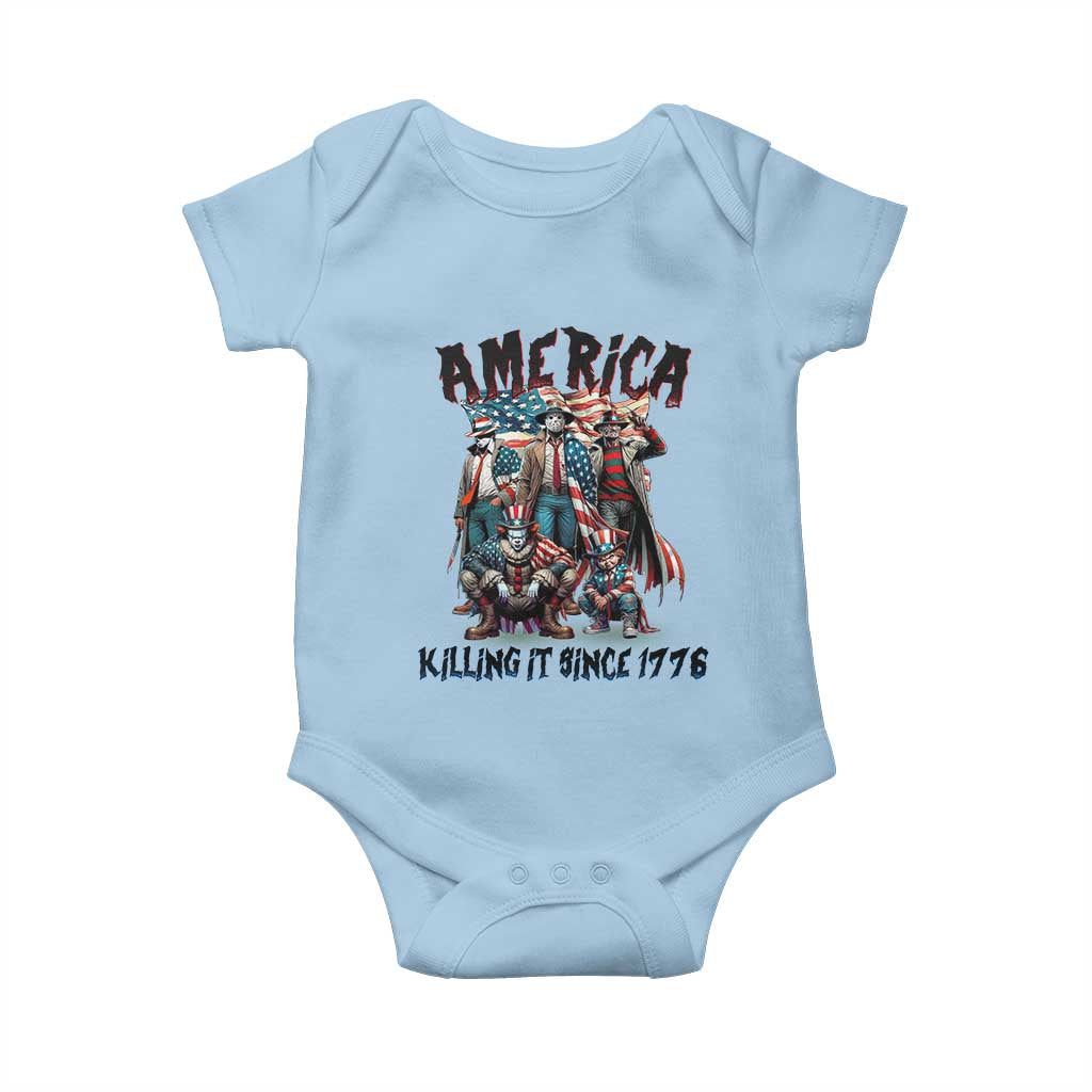 Patriotic Horror Mashup Baby Onesie America Killing It Since 1776 TS02 Light Blue Print Your Wear