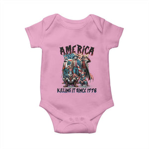 Patriotic Horror Mashup Baby Onesie America Killing It Since 1776 TS02 Light Pink Print Your Wear