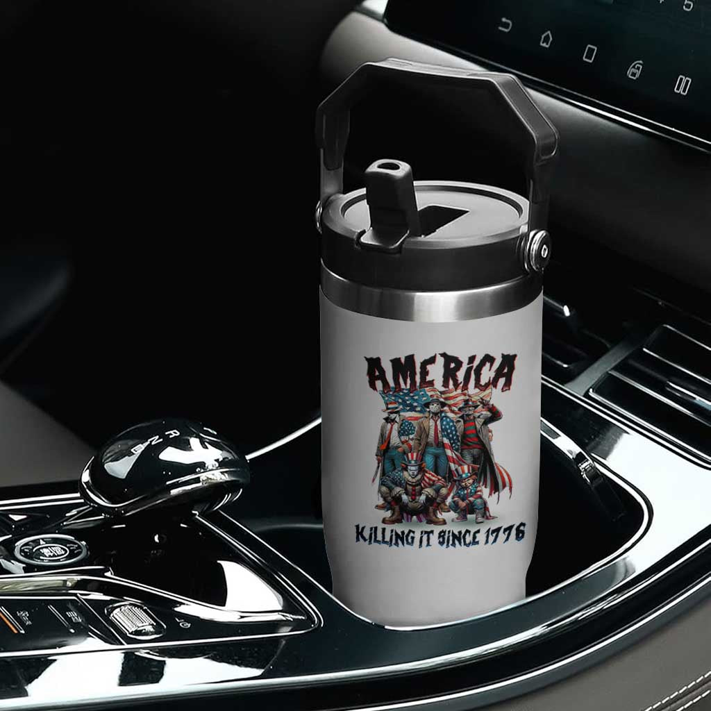 Patriotic Horror Mashup Flip Straw Tumbler America Killing It Since 1776 TS02 Print Your Wear