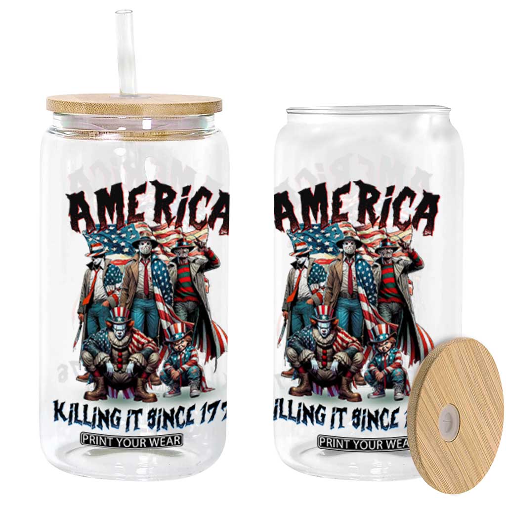 Patriotic Horror Mashup Glass Can America Killing It Since 1776 TS02 White Print Your Wear
