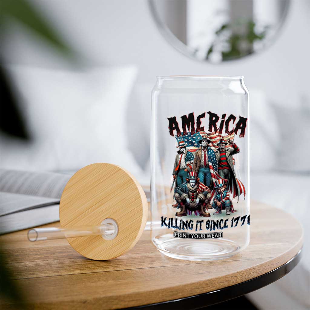 Patriotic Horror Mashup Glass Can America Killing It Since 1776 TS02 Print Your Wear