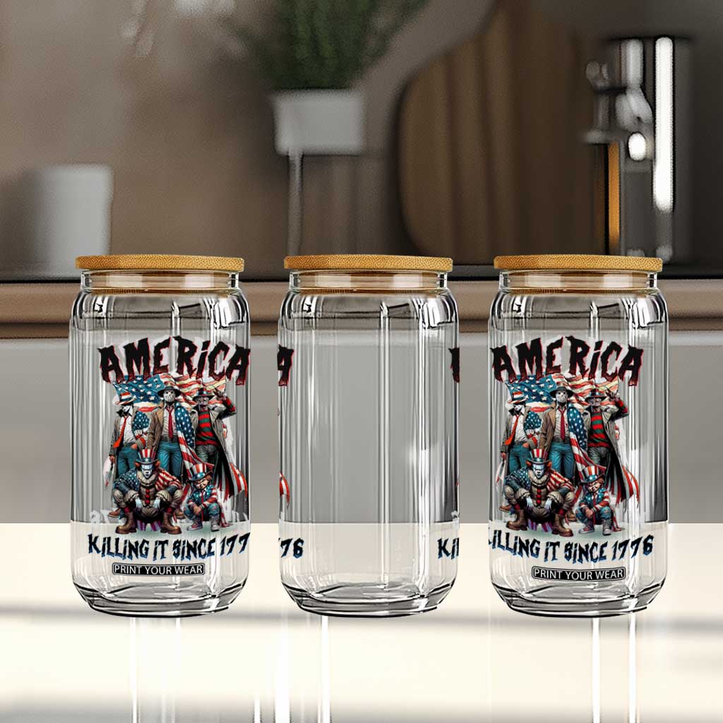 Patriotic Horror Mashup Glass Can America Killing It Since 1776 TS02 Print Your Wear