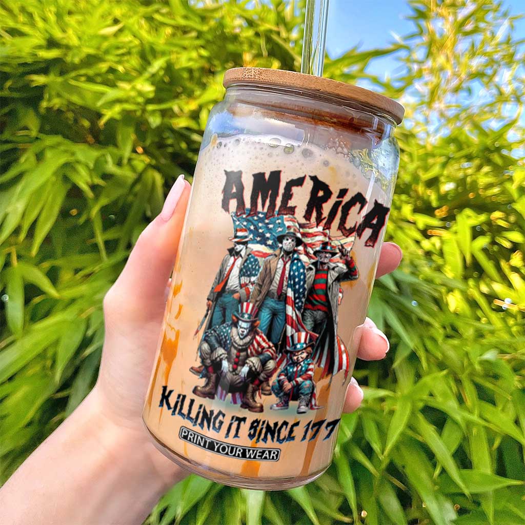 Patriotic Horror Mashup Glass Can America Killing It Since 1776 TS02 Print Your Wear