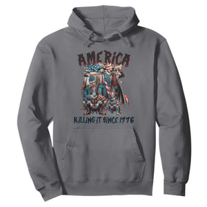 Patriotic Horror Mashup Hoodie America Killing It Since 1776 TS02 Charcoal Print Your Wear