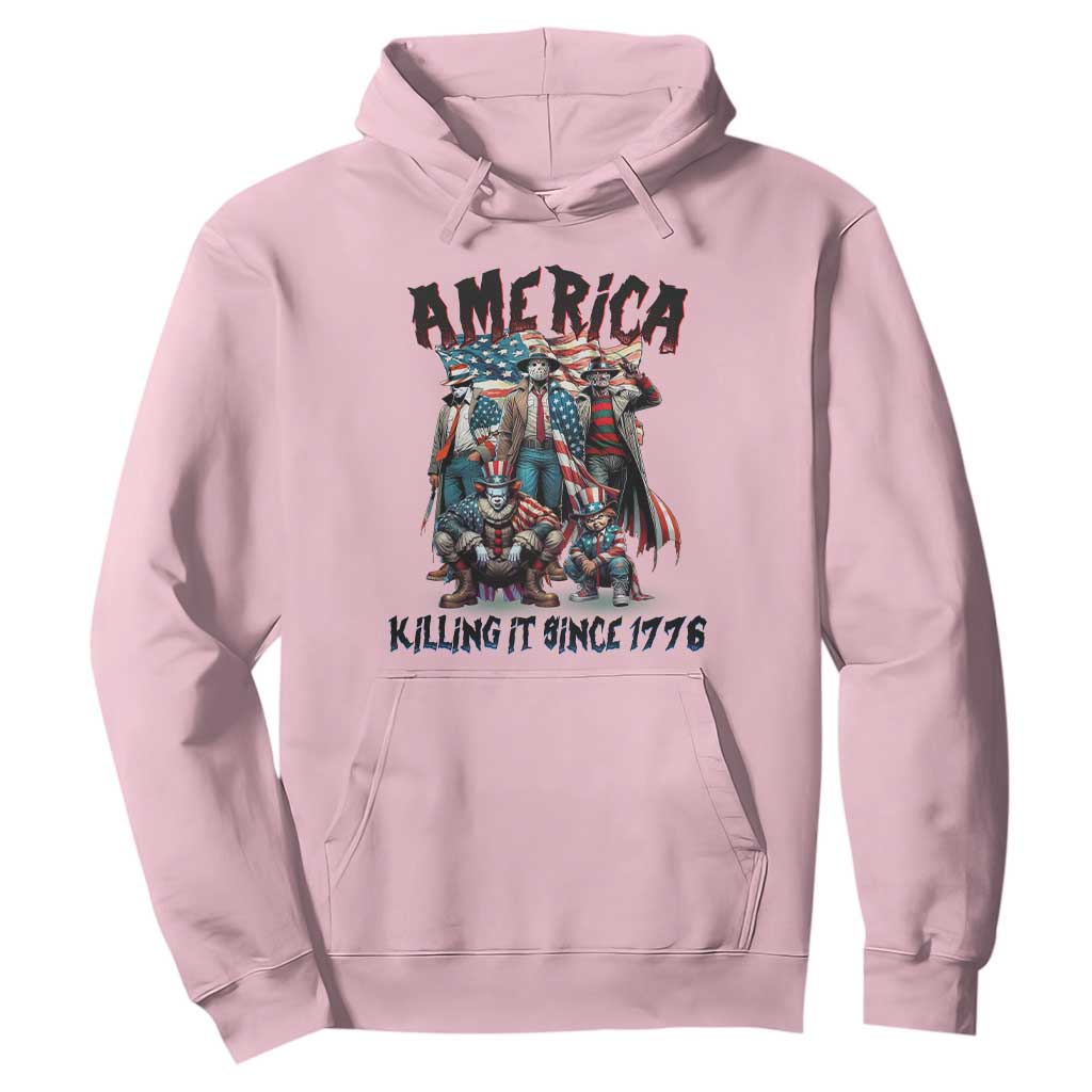 Patriotic Horror Mashup Hoodie America Killing It Since 1776 TS02 Light Pink Print Your Wear