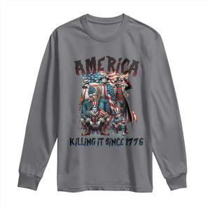 Patriotic Horror Mashup Long Sleeve Shirt America Killing It Since 1776 TS02 Charcoal Print Your Wear