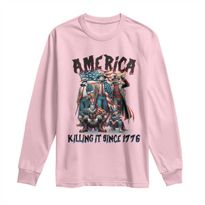 Patriotic Horror Mashup Long Sleeve Shirt America Killing It Since 1776 TS02 Light Pink Print Your Wear