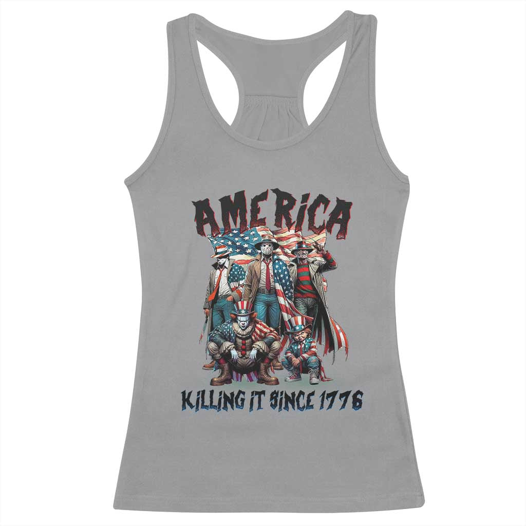 Patriotic Horror Mashup Racerback Tank Top America Killing It Since 1776 TS02 Sport Gray Print Your Wear