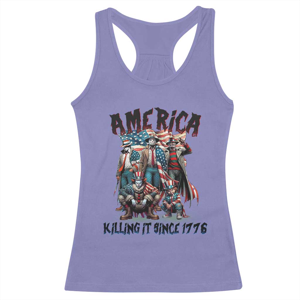 Patriotic Horror Mashup Racerback Tank Top America Killing It Since 1776 TS02 Violet Print Your Wear