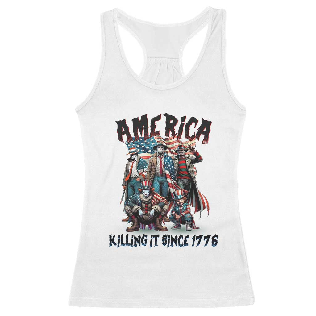 Patriotic Horror Mashup Racerback Tank Top America Killing It Since 1776 TS02 White Print Your Wear