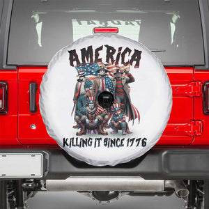 Patriotic Horror Mashup Spare Tire Cover America Killing It Since 1776 TS02 White Print Your Wear