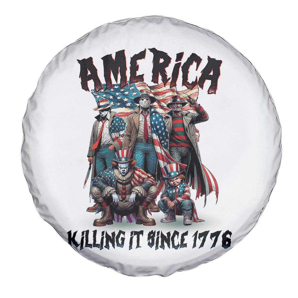 Patriotic Horror Mashup Spare Tire Cover America Killing It Since 1776 TS02 Print Your Wear