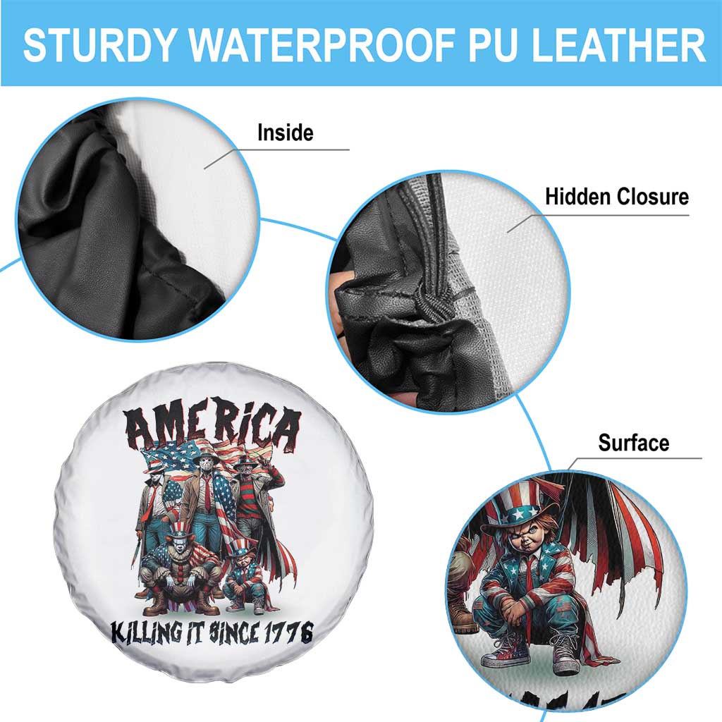 Patriotic Horror Mashup Spare Tire Cover America Killing It Since 1776 TS02 Print Your Wear