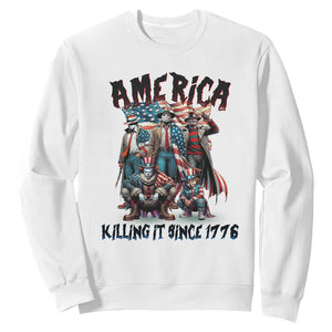 Patriotic Horror Mashup Sweatshirt America Killing It Since 1776 TS02 White Print Your Wear