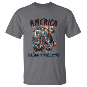 Patriotic Horror Mashup T Shirt America Killing It Since 1776 TS02 Charcoal Print Your Wear