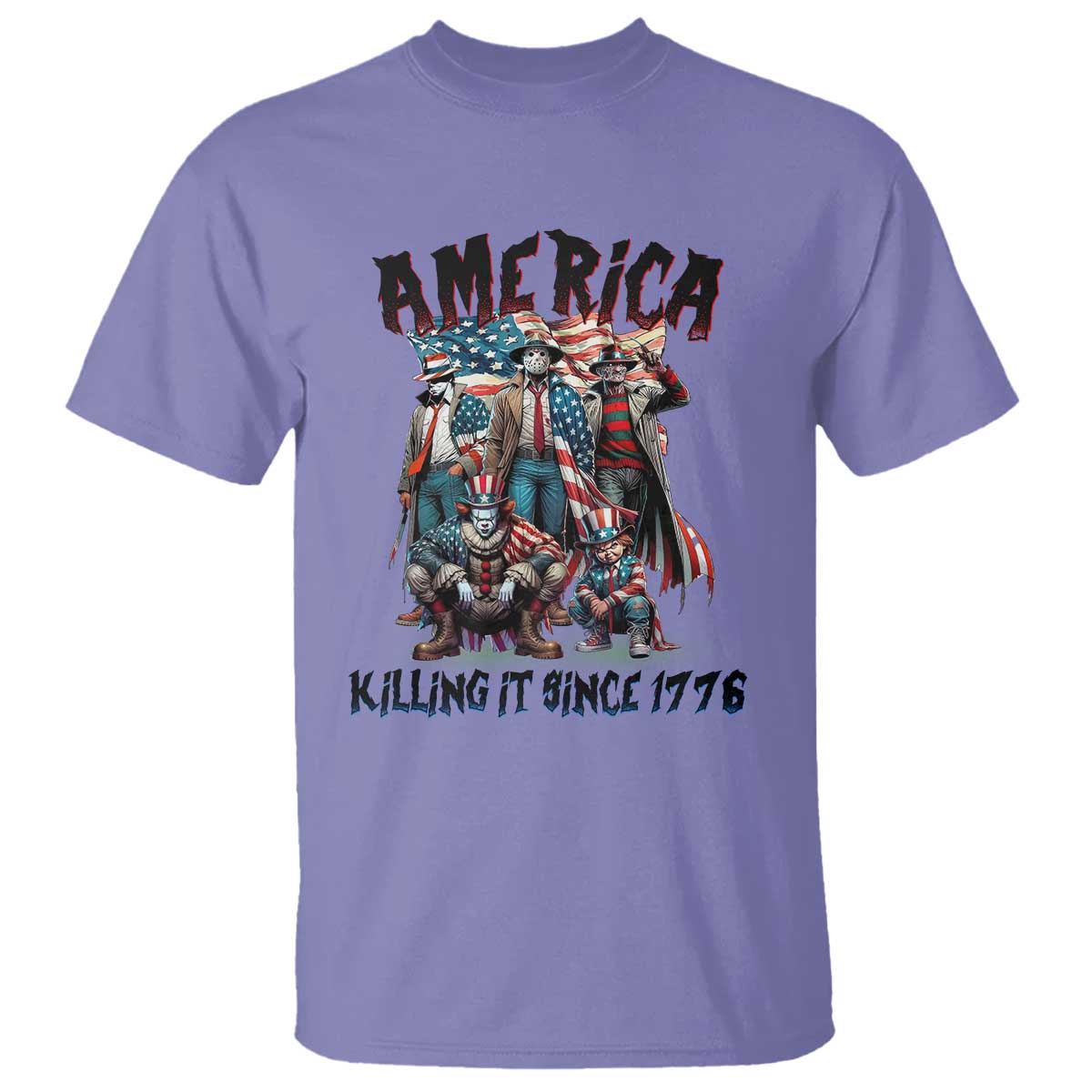 Patriotic Horror Mashup T Shirt America Killing It Since 1776 TS02 Violet Print Your Wear