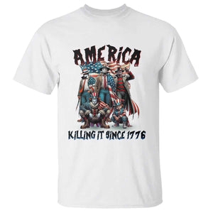 Patriotic Horror Mashup T Shirt America Killing It Since 1776 TS02 White Print Your Wear