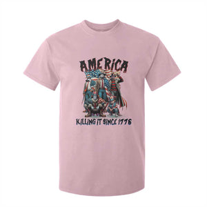 Patriotic Horror Mashup T Shirt For Kid America Killing It Since 1776 TS02 Light Pink Print Your Wear