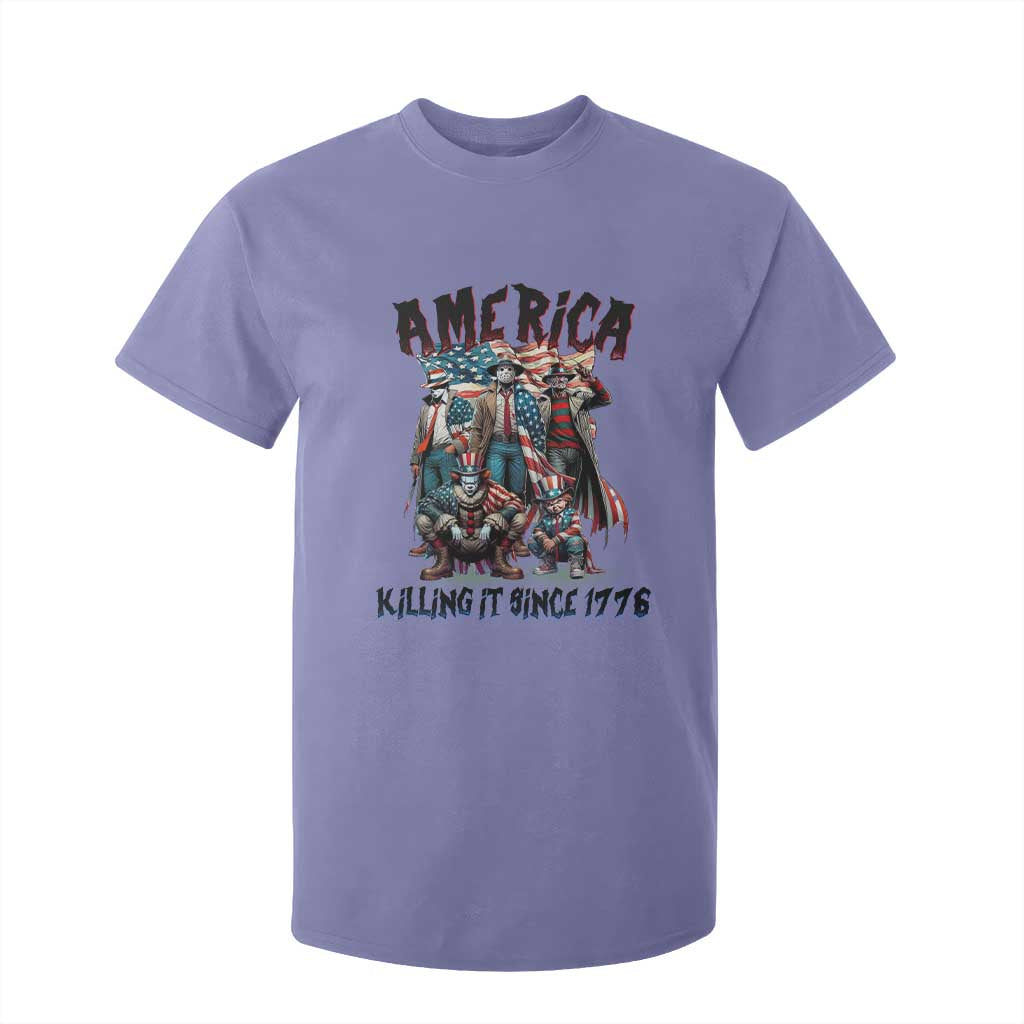 Patriotic Horror Mashup T Shirt For Kid America Killing It Since 1776 TS02 Violet Print Your Wear