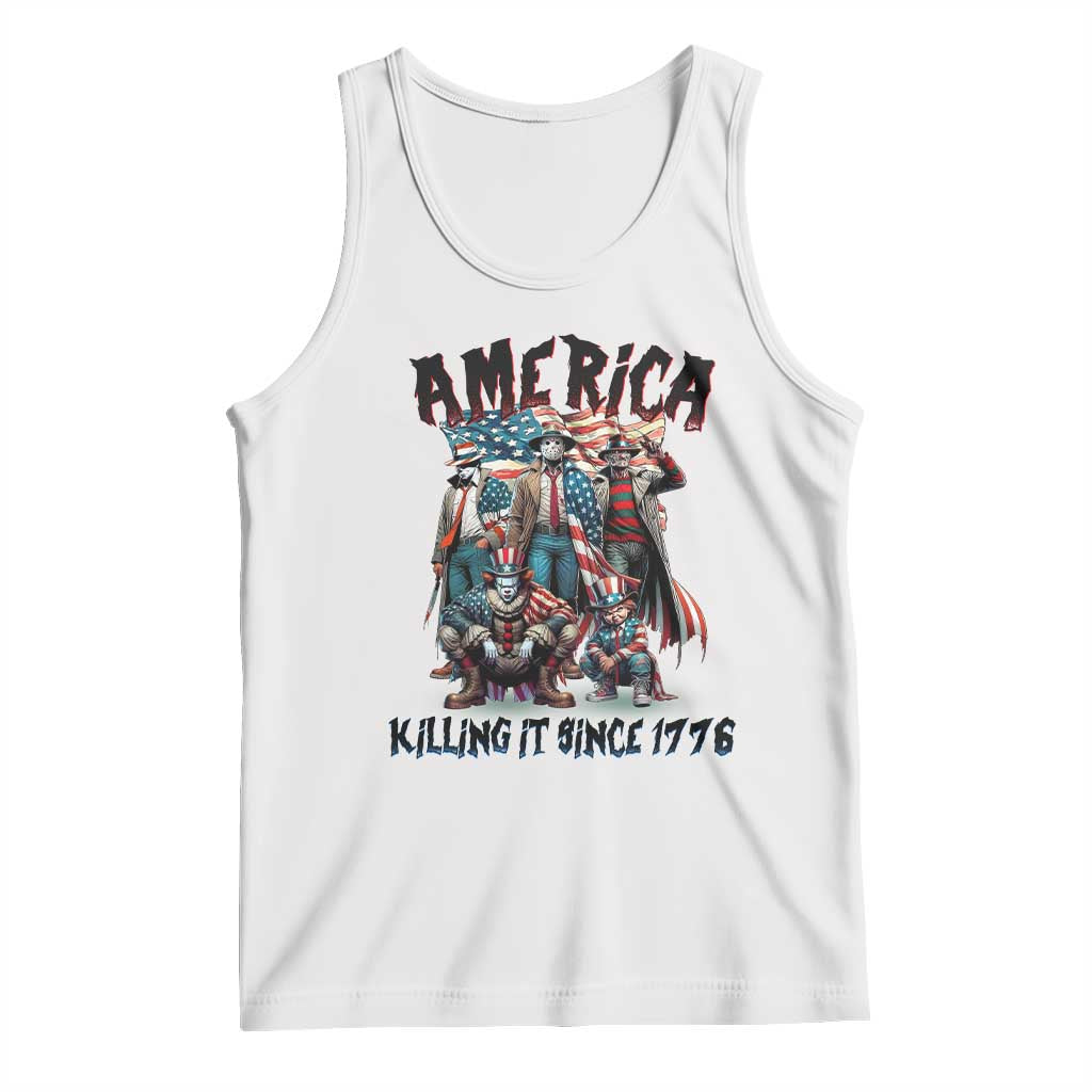 Patriotic Horror Mashup Tank Top America Killing It Since 1776 TS02 White Print Your Wear