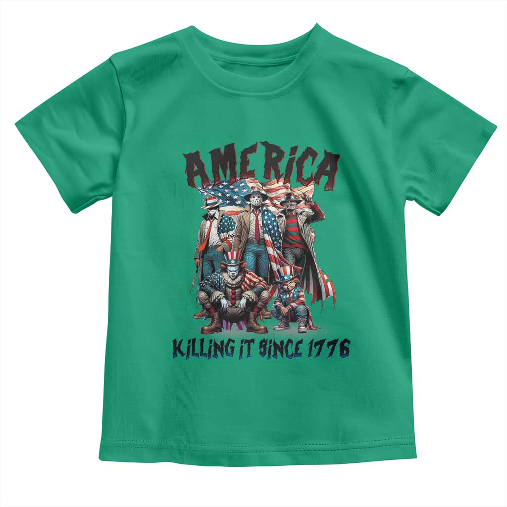 Patriotic Horror Mashup Toddler T Shirt America Killing It Since 1776 TS02 Irish Green Print Your Wear