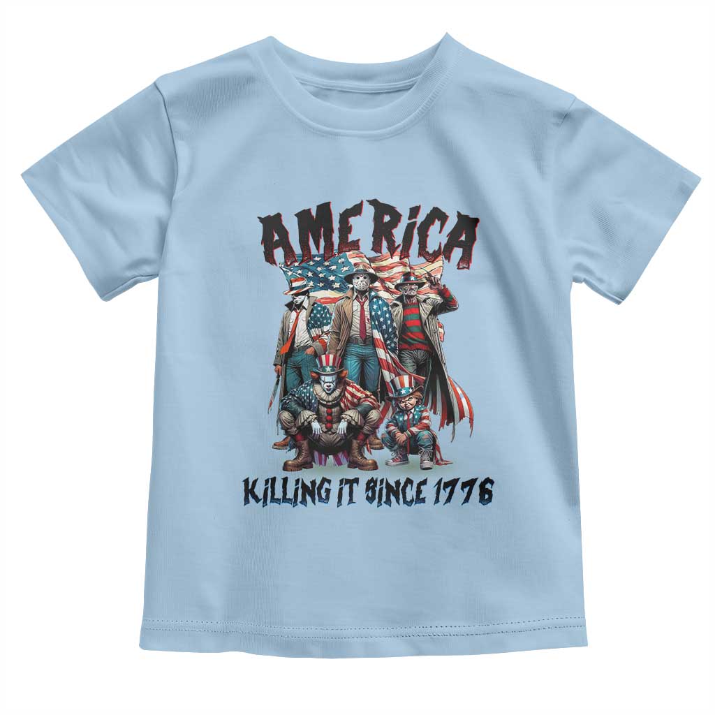Patriotic Horror Mashup Toddler T Shirt America Killing It Since 1776 TS02 Light Blue Print Your Wear