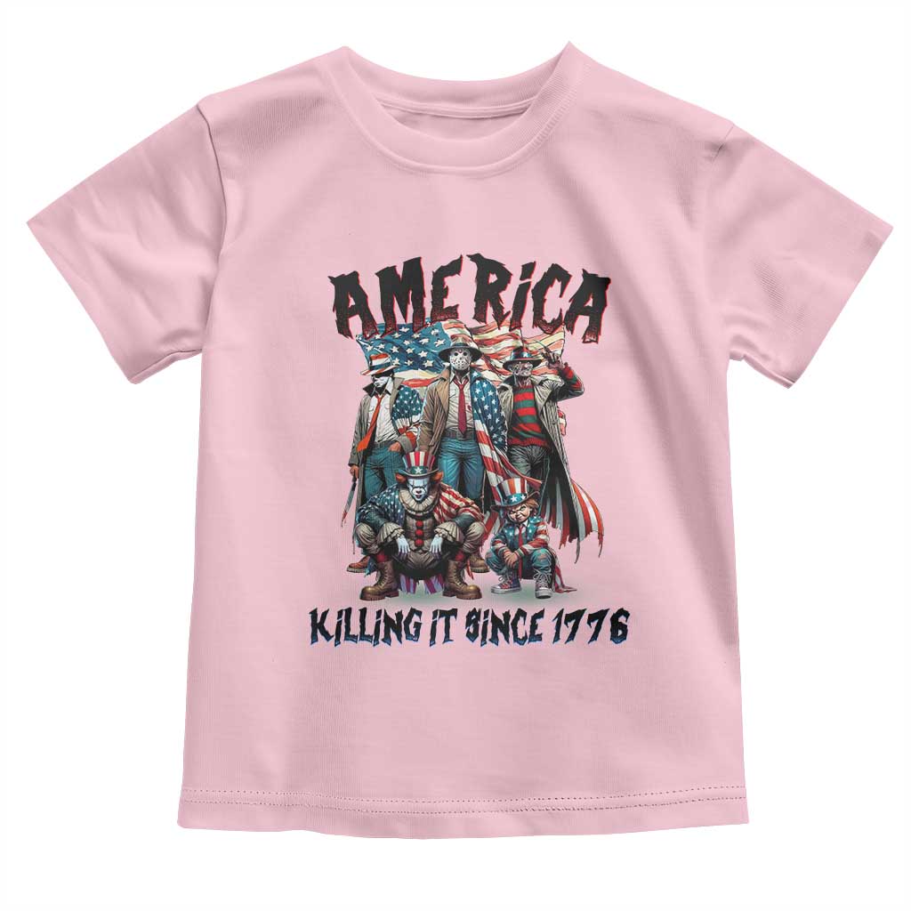 Patriotic Horror Mashup Toddler T Shirt America Killing It Since 1776 TS02 Light Pink Print Your Wear