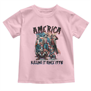 Patriotic Horror Mashup Toddler T Shirt America Killing It Since 1776 TS02 Light Pink Print Your Wear
