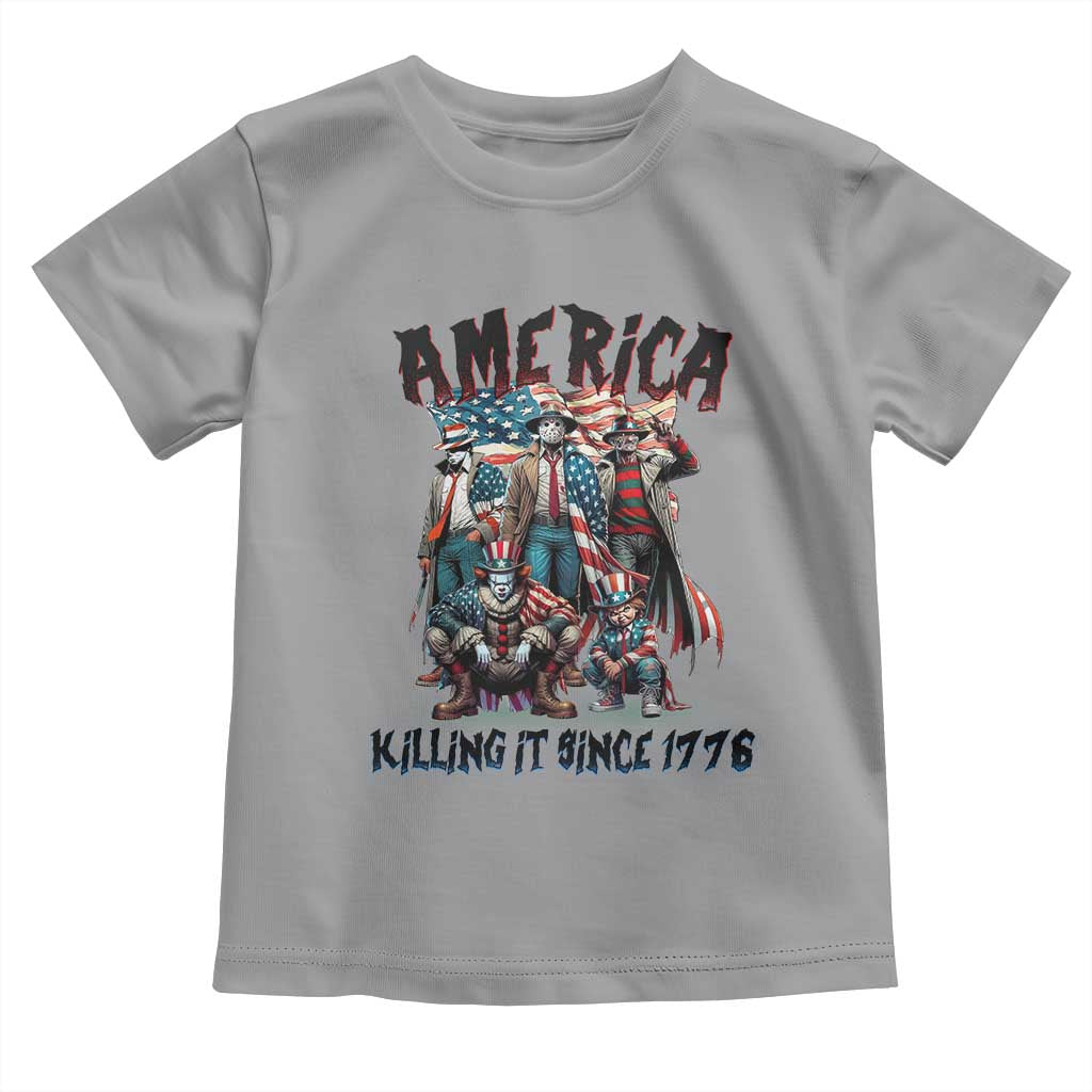 Patriotic Horror Mashup Toddler T Shirt America Killing It Since 1776 TS02 Sport Gray Print Your Wear