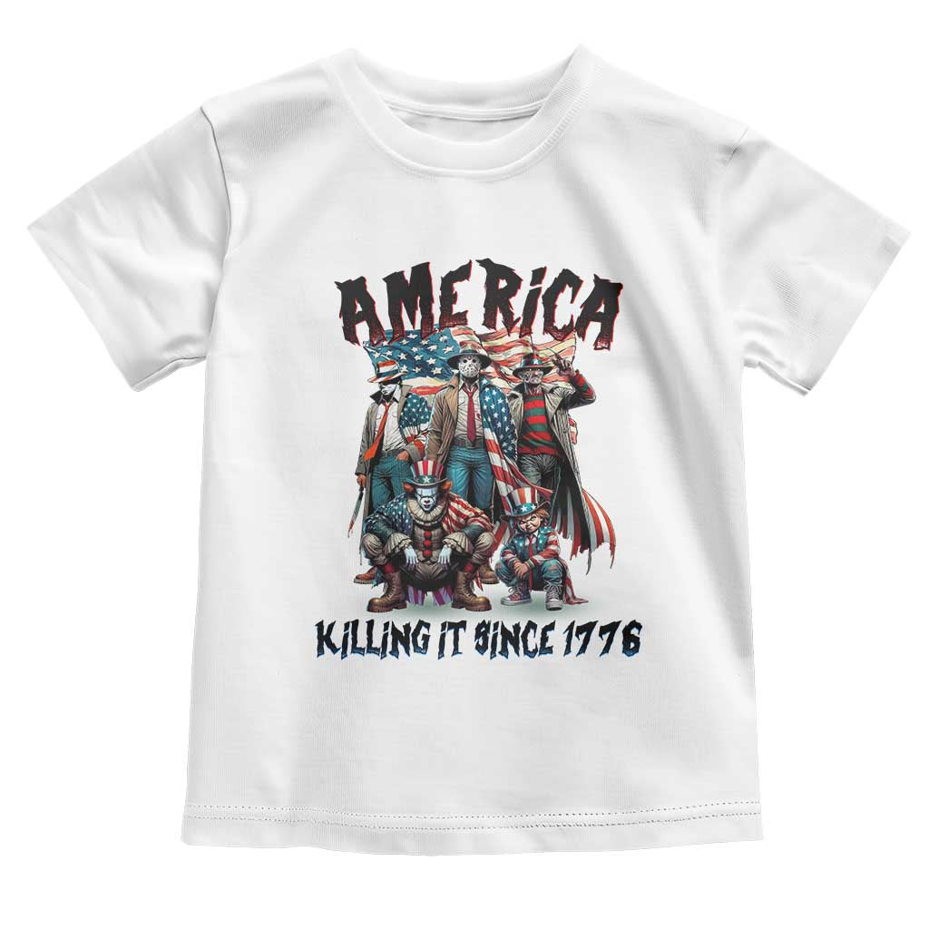 Patriotic Horror Mashup Toddler T Shirt America Killing It Since 1776 TS02 White Print Your Wear