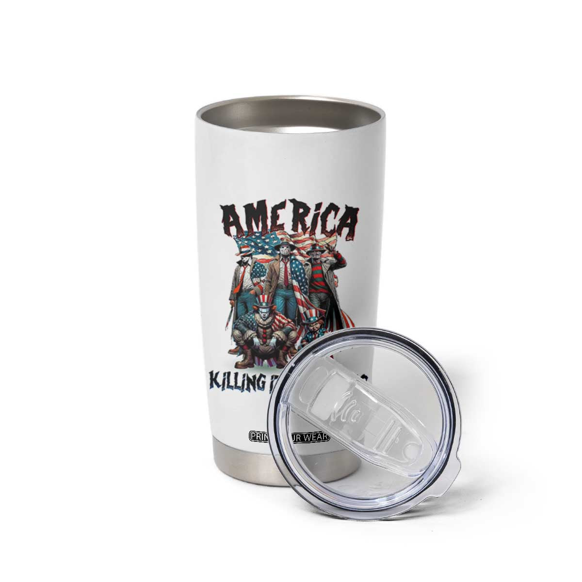 Patriotic Horror Mashup Tumbler Cup America Killing It Since 1776 TS02 Print Your Wear