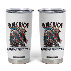 Patriotic Horror Mashup Tumbler Cup America Killing It Since 1776 TS02 White Print Your Wear