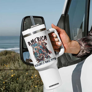 Patriotic Horror Mashup Tumbler With Handle America Killing It Since 1776 TS02 Print Your Wear