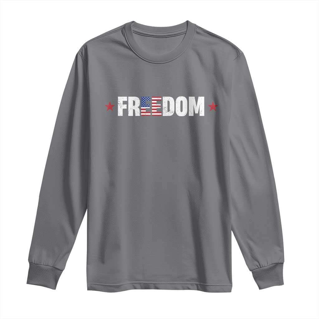 Patriotic Long Sleeve Shirt Freedom American Flag 4th of July TS10 Charcoal Print Your Wear