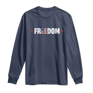 Patriotic Long Sleeve Shirt Freedom American Flag 4th of July TS10 Navy Print Your Wear