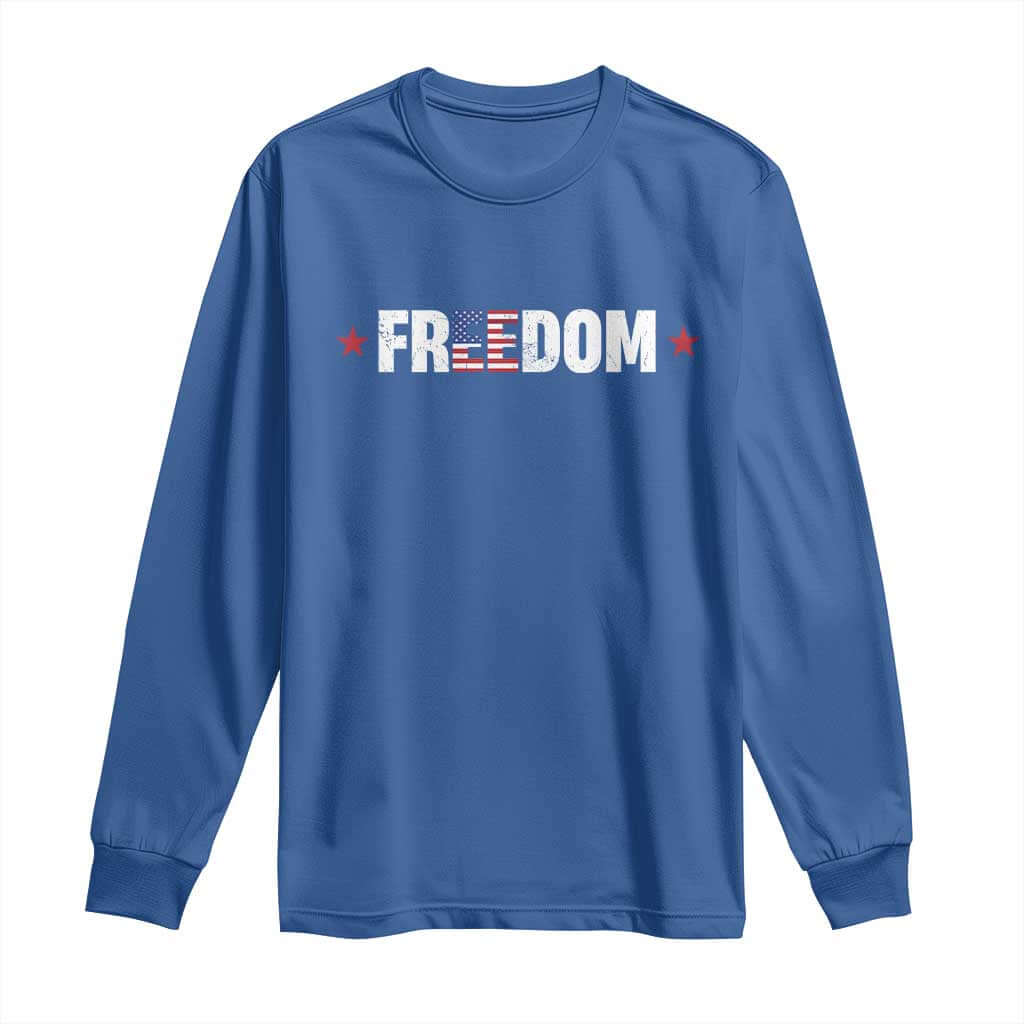 Patriotic Long Sleeve Shirt Freedom American Flag 4th of July TS10 Royal Blue Print Your Wear