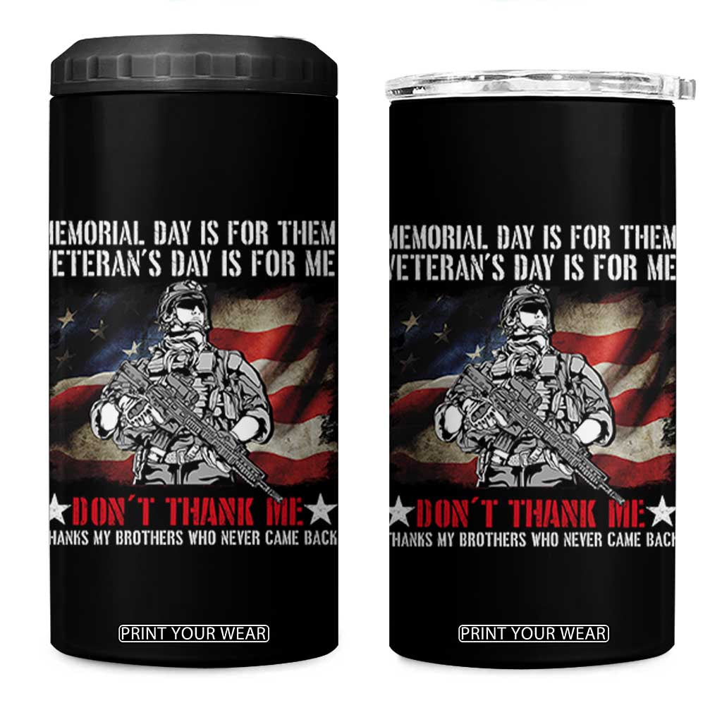 Patriotic Memorial Day 4 in 1 Can Cooler Tumbler Remember Our Heroes Veterans Brothers American Flag TS02 One Size: 16 oz Black Print Your Wear
