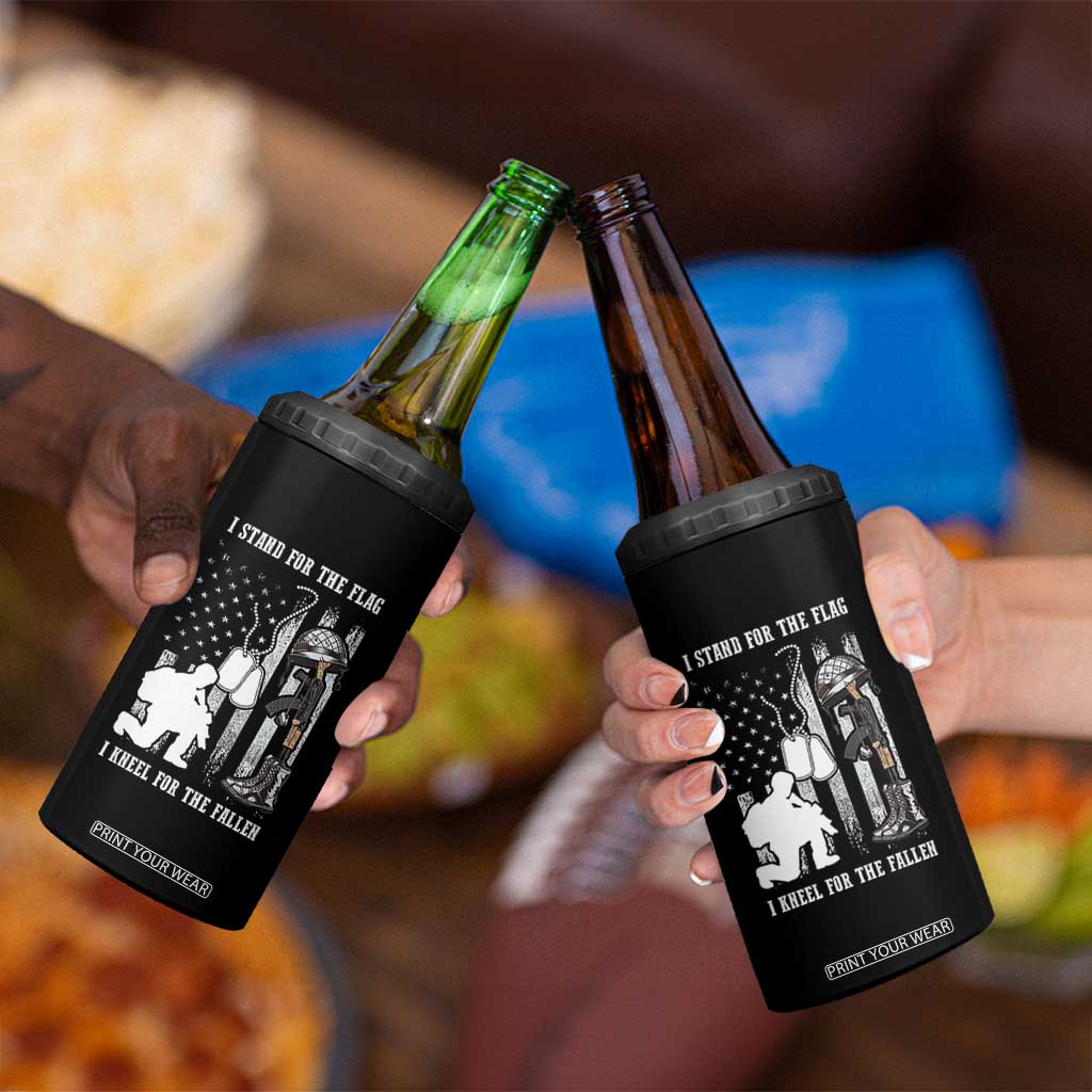 Patriotic Memorial Day 4 in 1 Can Cooler Tumbler We Stand For the Flag We Kneel For The Fallen US Patriots TS02 Print Your Wear