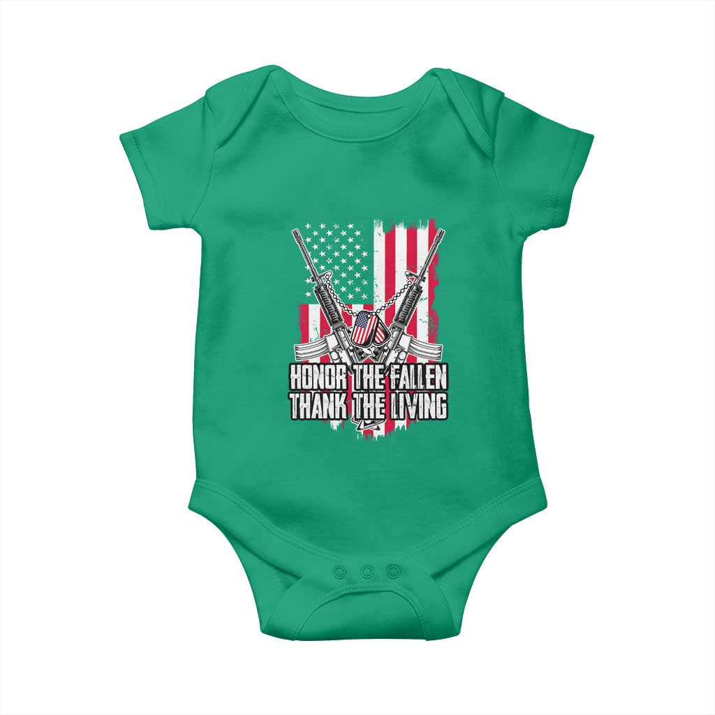 Patriotic Memorial Day Baby Onesie Honor The Fallen Thank The Living Memorial Day Veterans Day TS02 Irish Green Print Your Wear