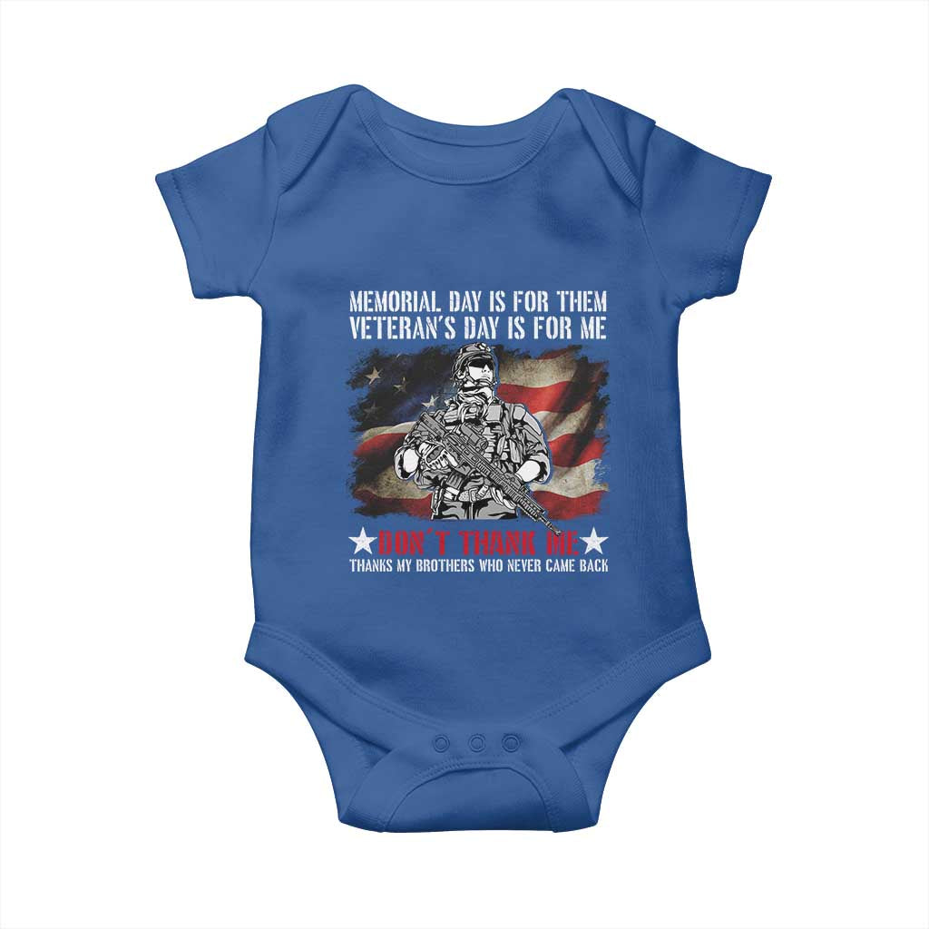 Patriotic Memorial Day Baby Onesie Remember Our Heroes Veterans Brothers American Flag TS02 Royal Blue Print Your Wear