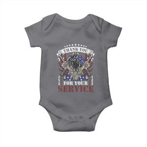 Patriotic Memorial Day Baby Onesie Thank You For Your Service Veterans Remembrance TS02 Charcoal Print Your Wear
