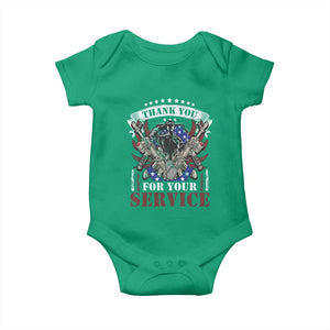 Patriotic Memorial Day Baby Onesie Thank You For Your Service Veterans Remembrance TS02 Irish Green Print Your Wear