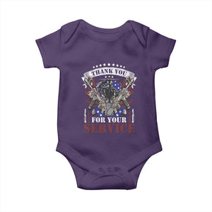 Patriotic Memorial Day Baby Onesie Thank You For Your Service Veterans Remembrance TS02 Purple Print Your Wear