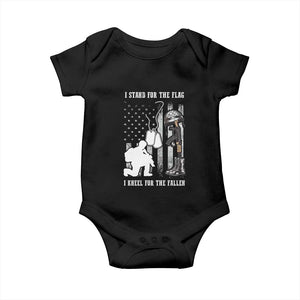 Patriotic Memorial Day Baby Onesie We Stand For the Flag We Kneel For The Fallen US Patriots TS02 Black Print Your Wear