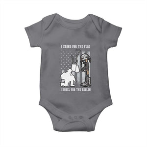 Patriotic Memorial Day Baby Onesie We Stand For the Flag We Kneel For The Fallen US Patriots TS02 Charcoal Print Your Wear