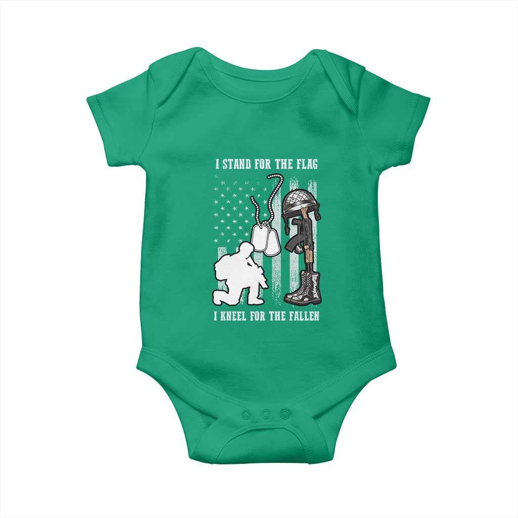 Patriotic Memorial Day Baby Onesie We Stand For the Flag We Kneel For The Fallen US Patriots TS02 Irish Green Print Your Wear