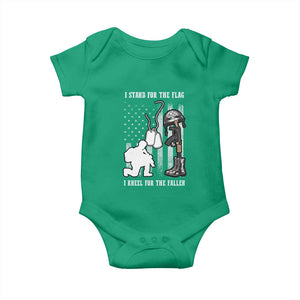 Patriotic Memorial Day Baby Onesie We Stand For the Flag We Kneel For The Fallen US Patriots TS02 Irish Green Print Your Wear