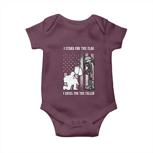 Patriotic Memorial Day Baby Onesie We Stand For the Flag We Kneel For The Fallen US Patriots TS02 Maroon Print Your Wear